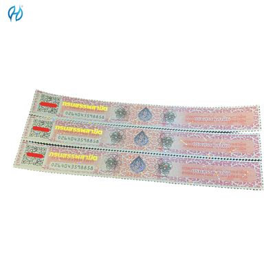 Customized Tax Stamp With Anti Counterfeiting Technology Invisible Fiber / UV Printing