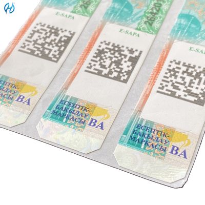 Security Paper Adhesive Cigarette Tax Stamp Custom CMYK Pantone Color Printing