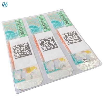 Custom CMYK Pantone Color Security Paper Adhesive Tax Stamp With Anti Counterfeiting Technology