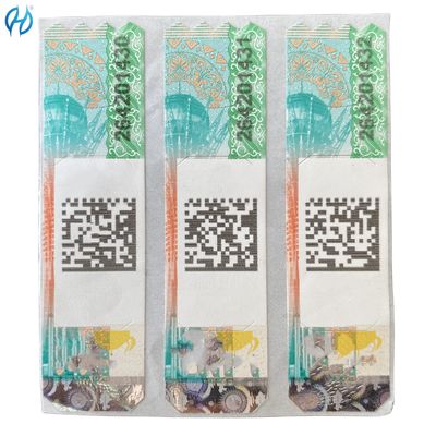 Custom CMYK Pantone Color Security Paper Adhesive Tax Stamp With Anti Counterfeiting Technology