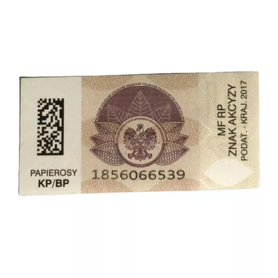 Custom Tobacco Alcohol Anti Counterfeiting Sticker Cigarette Tax Stamp Labels