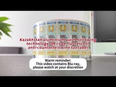 Impuesto sobre el tabaco sello de impuestos papel de seguridad adhesivo con impresión arco iris anti falsificación