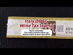 Marca de agua superficial acabado sellos de impuestos personalizados anti-falsificación y CMYK Pantone color